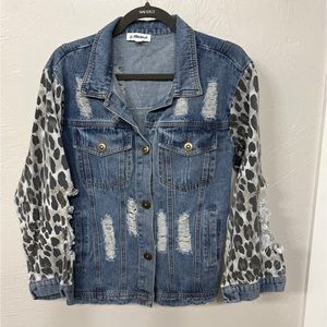 Leopard jean jacket